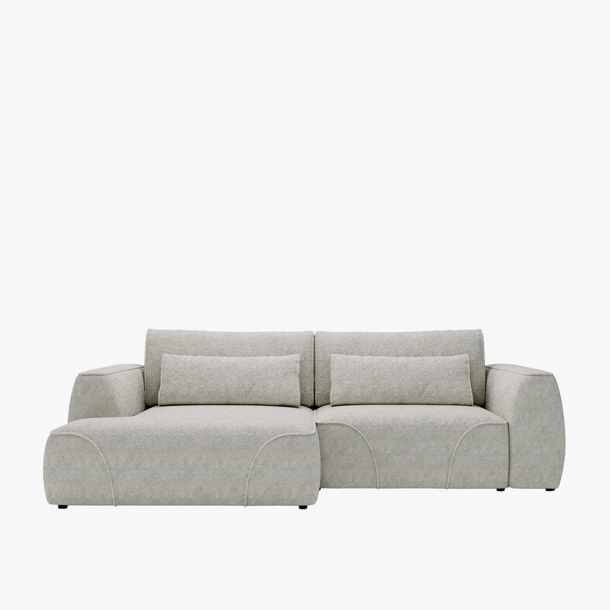 GRACE Canapé d'angle convertible avec coffre en tissu beige - Angle gauche - Canapé d'angle convertible - Mobilier Deco