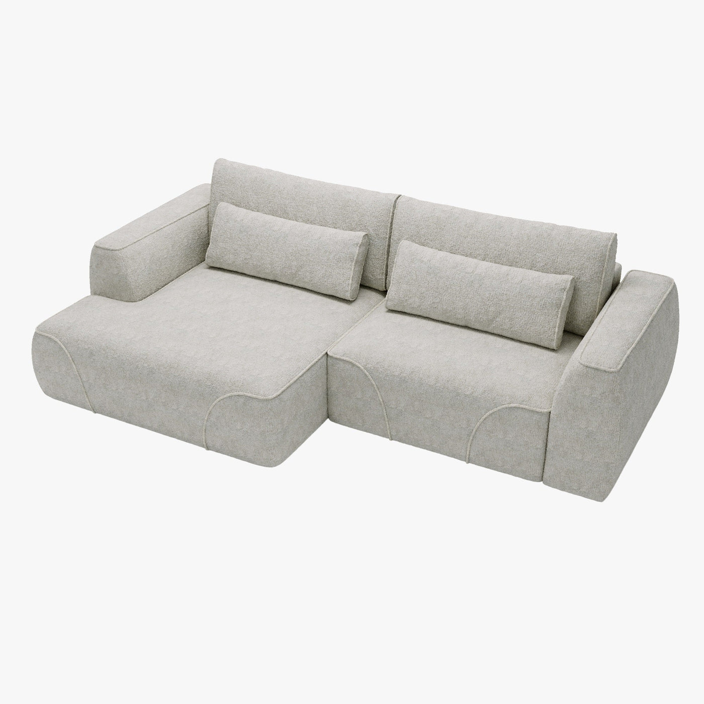 GRACE Canapé d'angle convertible avec coffre en tissu beige - Angle gauche - Canapé d'angle convertible - Mobilier Deco