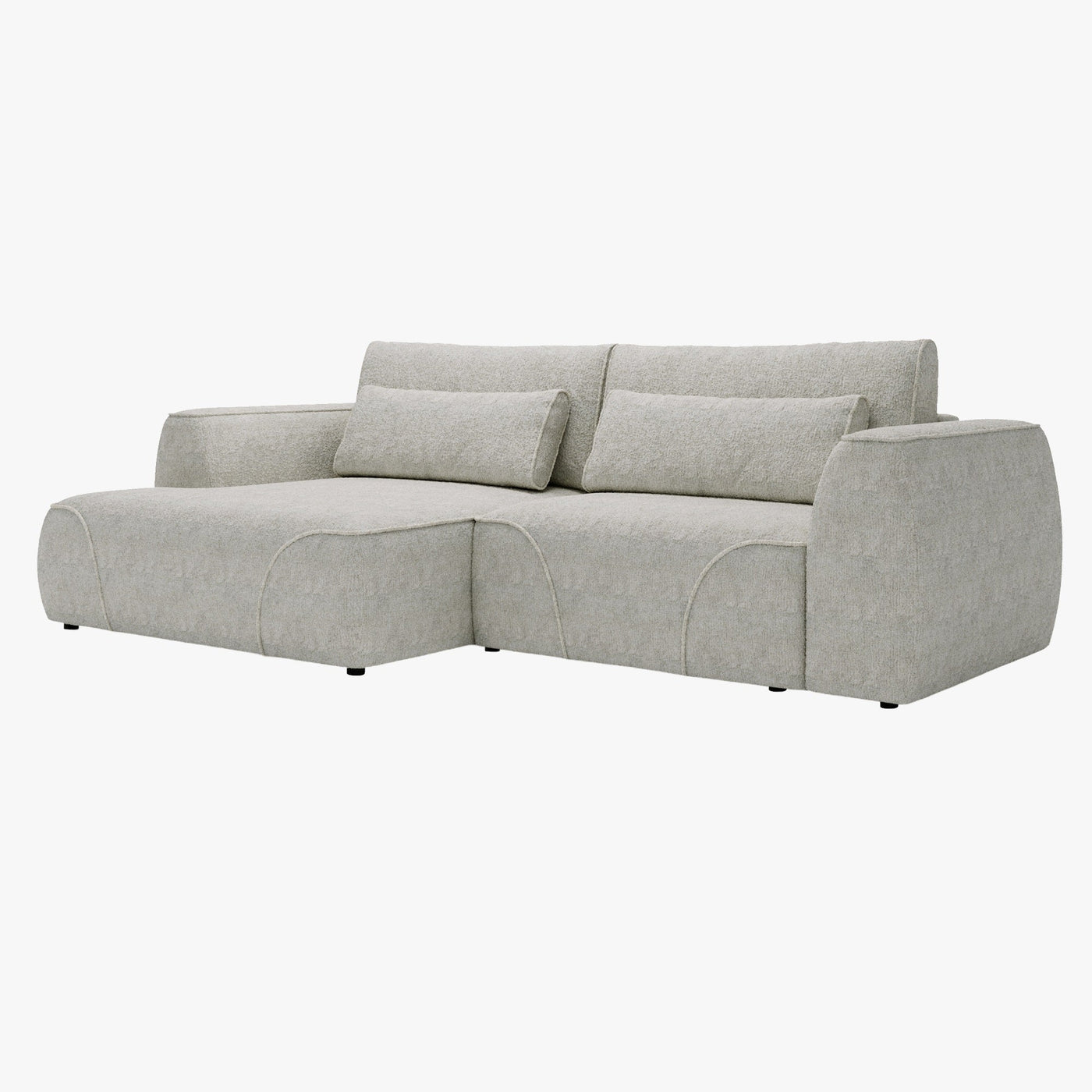 GRACE Canapé d'angle convertible avec coffre en tissu beige - Angle gauche - Canapé d'angle convertible - Mobilier Deco
