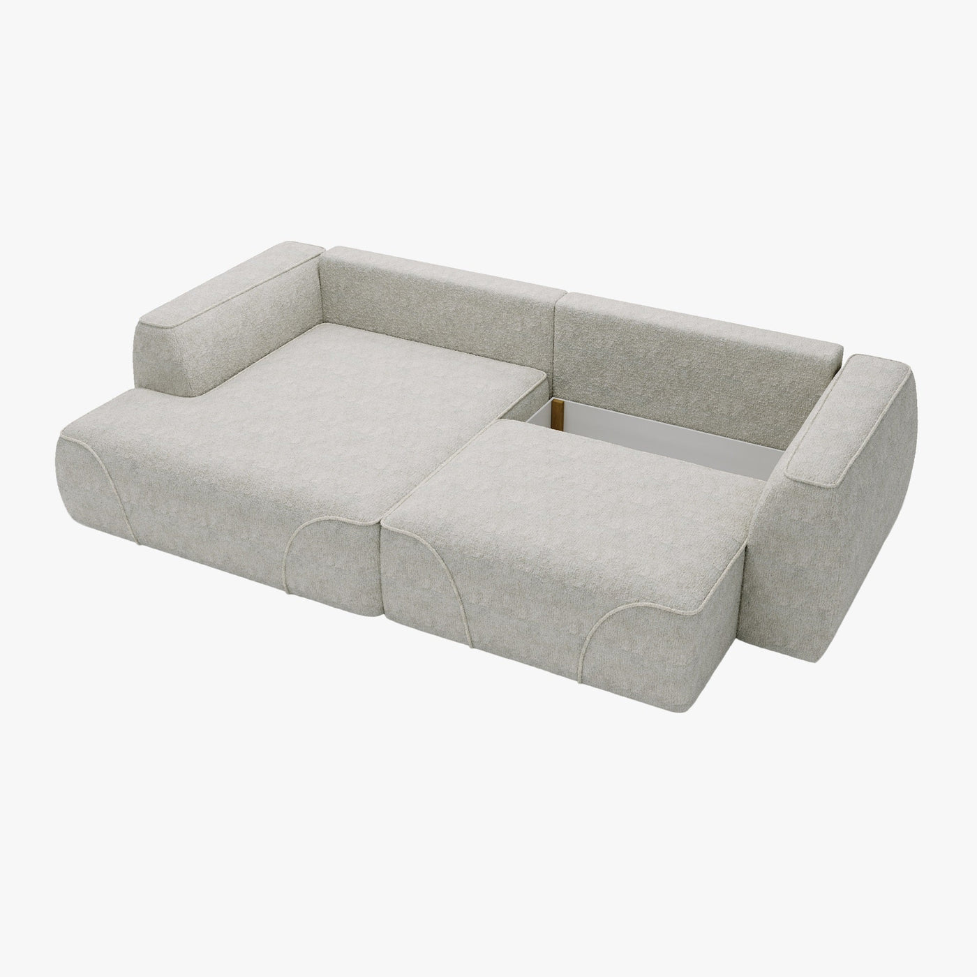 GRACE Canapé d'angle convertible avec coffre en tissu beige - Angle gauche - Canapé d'angle convertible - Mobilier Deco