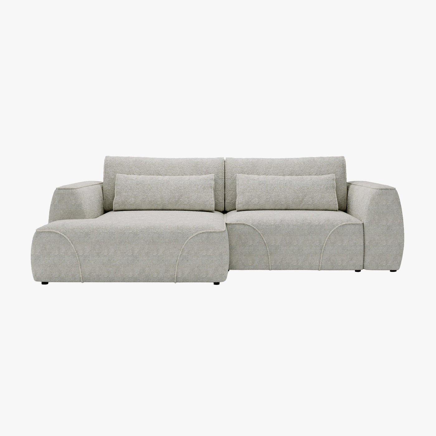 GRACE Canapé d'angle convertible avec coffre en tissu beige - Angle gauche - Canapé d'angle convertible - Mobilier Deco