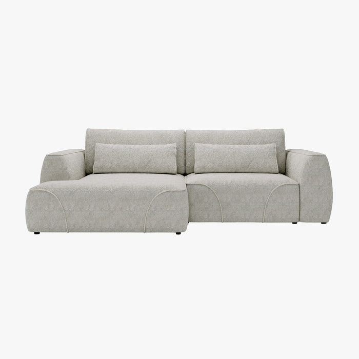 GRACE Canapé d'angle convertible avec coffre en tissu beige - Angle gauche
