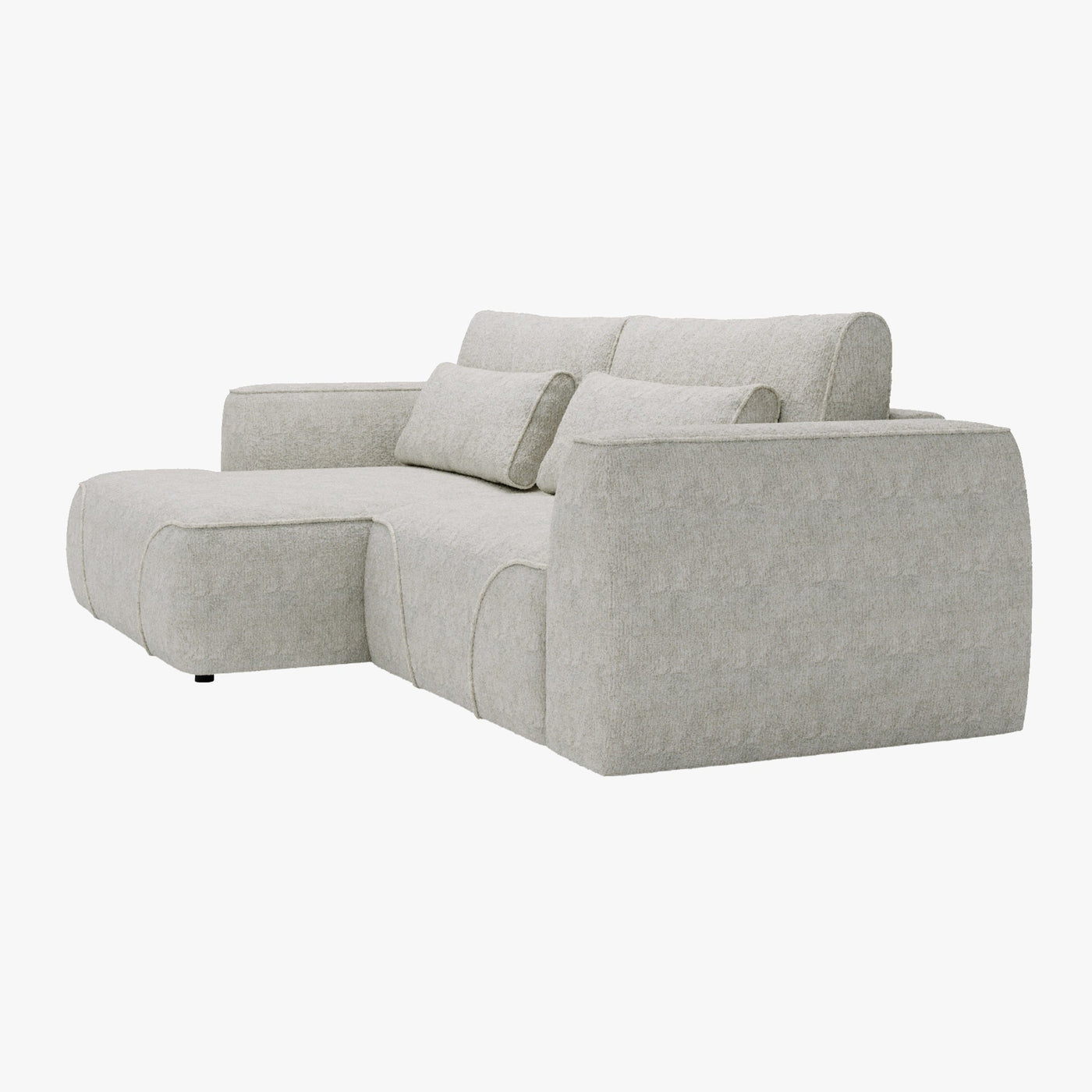 GRACE Canapé d'angle convertible avec coffre en tissu beige - Angle gauche - Canapé d'angle convertible - Mobilier Deco