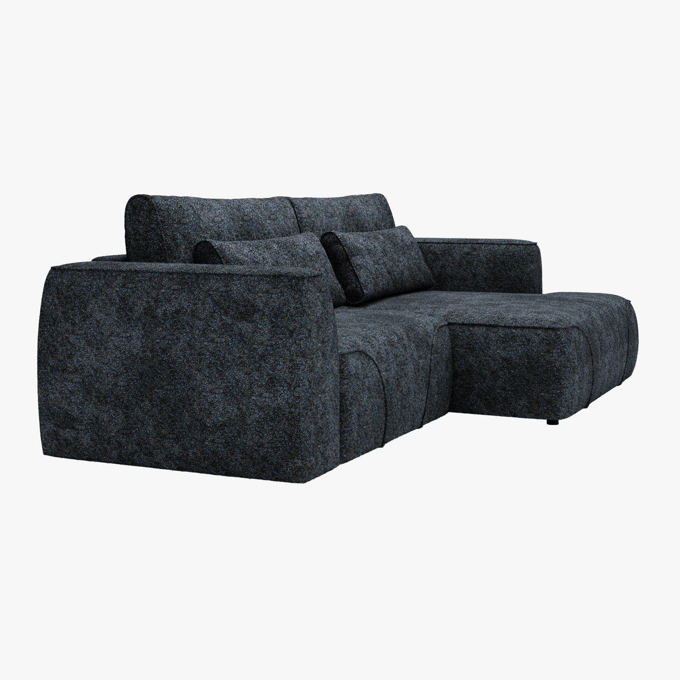 GRACE Canapé d'angle convertible avec coffre en tissu bleu - Angle droit - Canapé d'angle convertible - Mobilier Deco