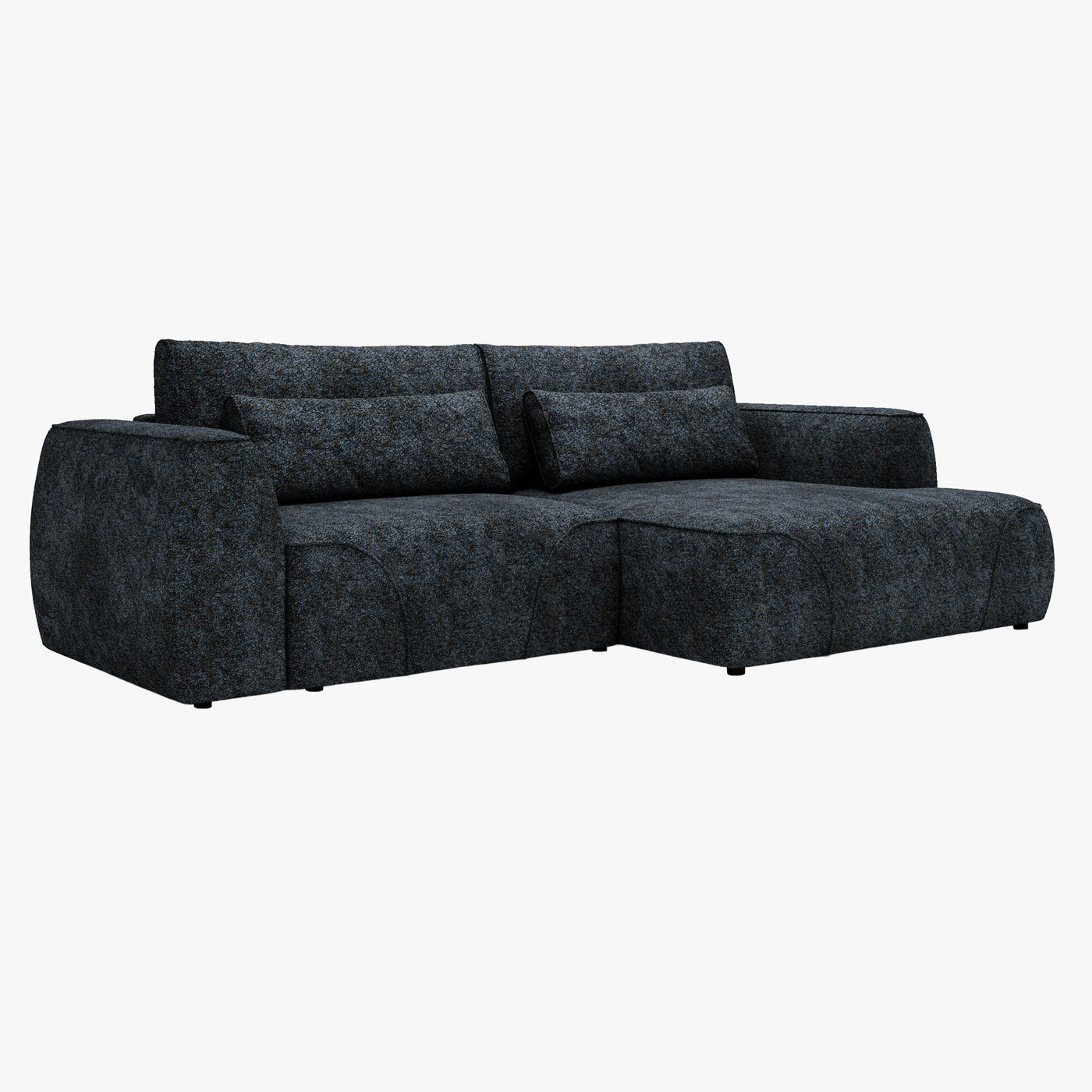 GRACE Canapé d'angle convertible avec coffre en tissu bleu - Angle droit - Canapé d'angle convertible - Mobilier Deco