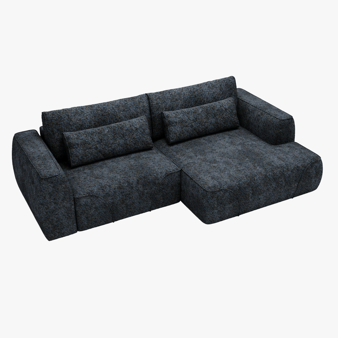 GRACE Canapé d'angle convertible avec coffre en tissu bleu - Angle droit - Canapé d'angle convertible - Mobilier Deco