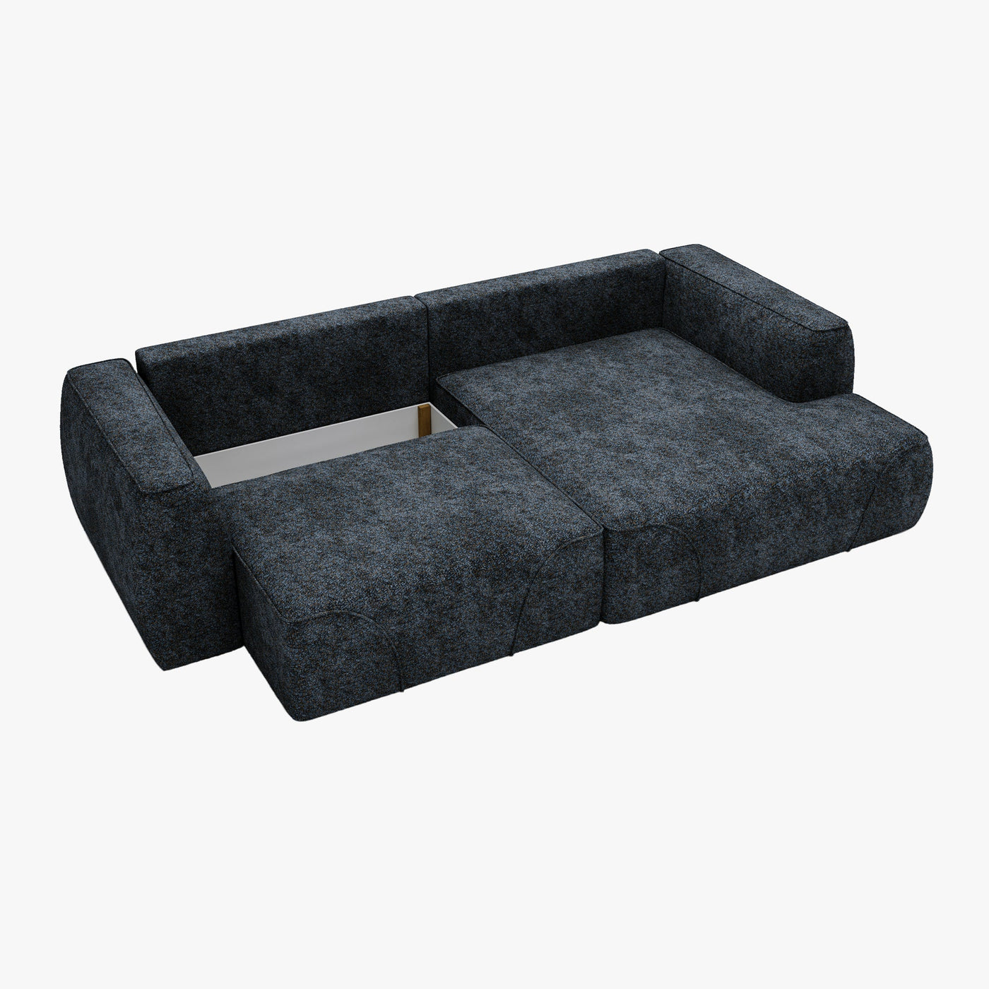 GRACE Canapé d'angle convertible avec coffre en tissu bleu - Angle droit - Canapé d'angle convertible - Mobilier Deco