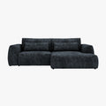 GRACE Canapé d'angle convertible avec coffre en tissu bleu - Angle droit