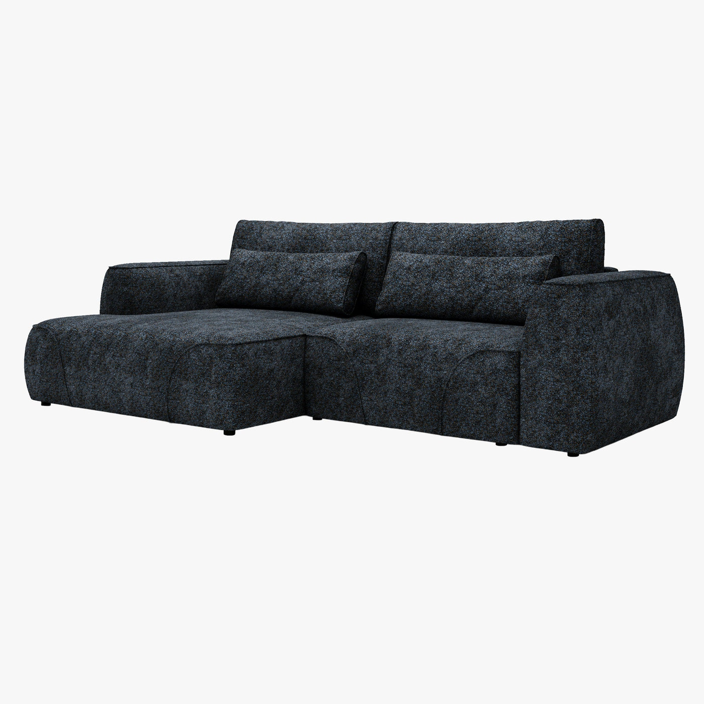 GRACE Canapé d'angle convertible avec coffre en tissu bleu - Angle gauche - Canapé d'angle convertible - Mobilier Deco