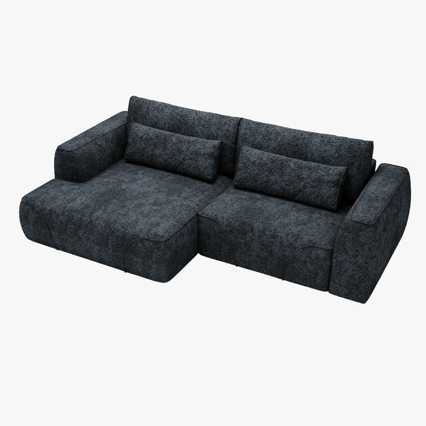 GRACE Canapé d'angle convertible avec coffre en tissu bleu - Angle gauche - Canapé d'angle convertible - Mobilier Deco