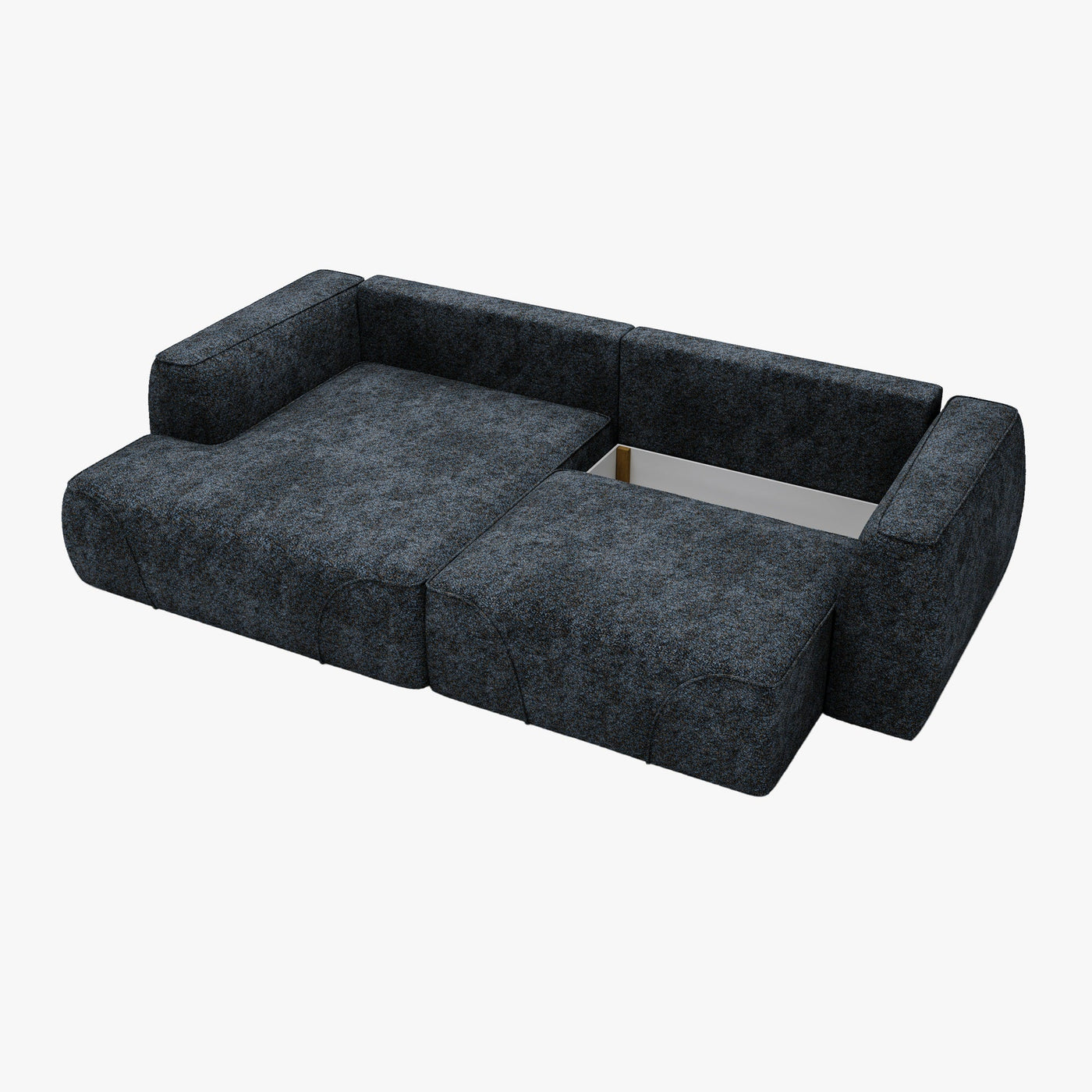 GRACE Canapé d'angle convertible avec coffre en tissu bleu - Angle gauche - Canapé d'angle convertible - Mobilier Deco
