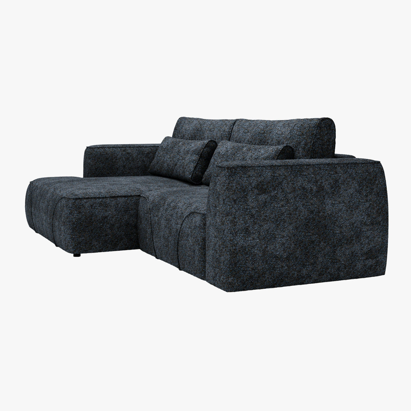 GRACE Canapé d'angle convertible avec coffre en tissu bleu - Angle gauche - Canapé d'angle convertible - Mobilier Deco