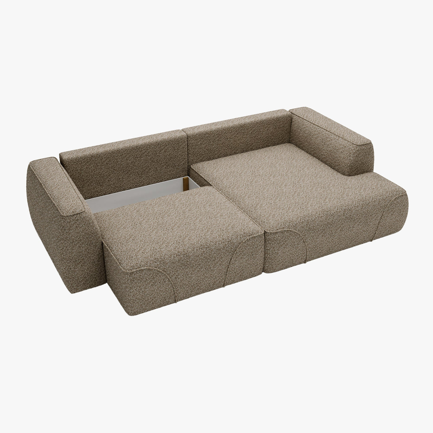 GRACE Canapé d'angle convertible avec coffre en tissu taupe - Angle droit - Canapé d'angle convertible - Mobilier Deco