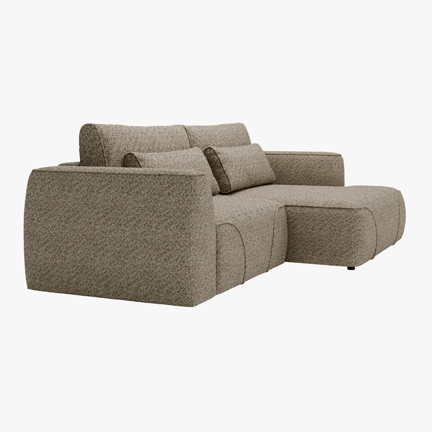 GRACE Canapé d'angle convertible avec coffre en tissu taupe - Angle droit - Canapé d'angle convertible - Mobilier Deco