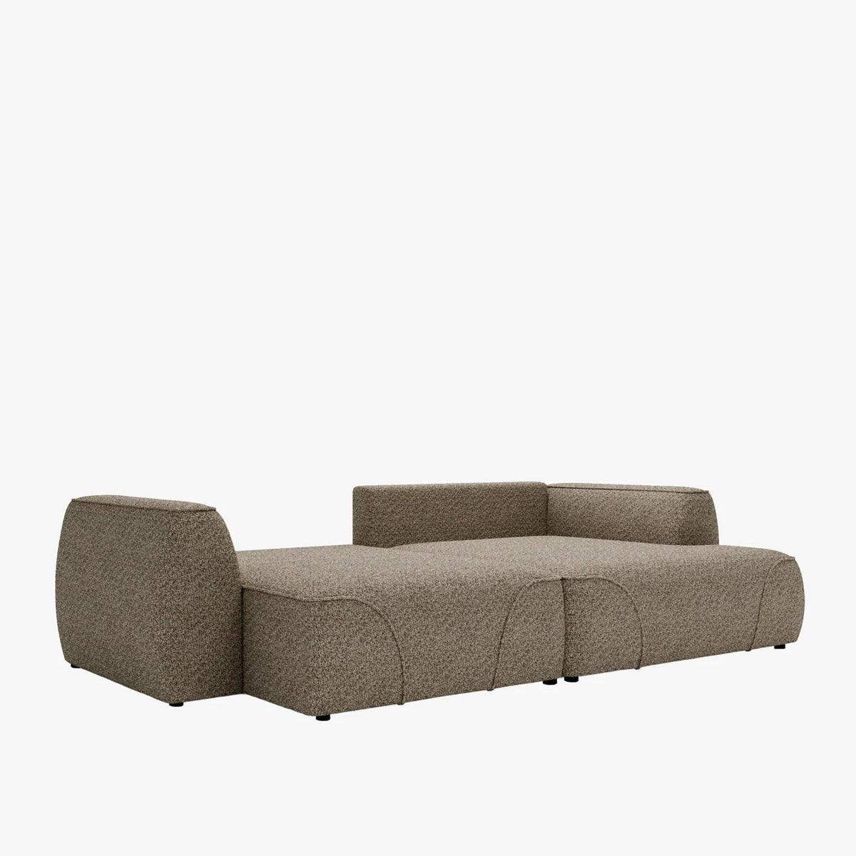 GRACE Canapé d'angle convertible avec coffre en tissu taupe - Angle droit - Canapé d'angle convertible - Mobilier Deco