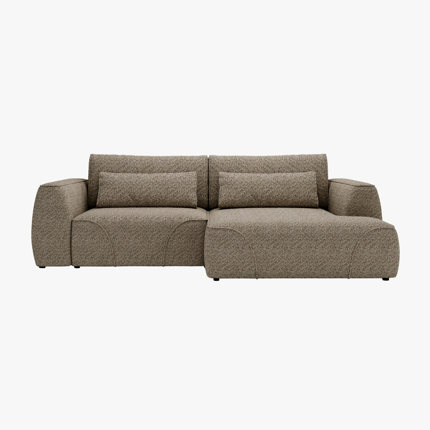 GRACE Canapé d'angle convertible avec coffre en tissu taupe - Angle droit - Canapé d'angle convertible - Mobilier Deco