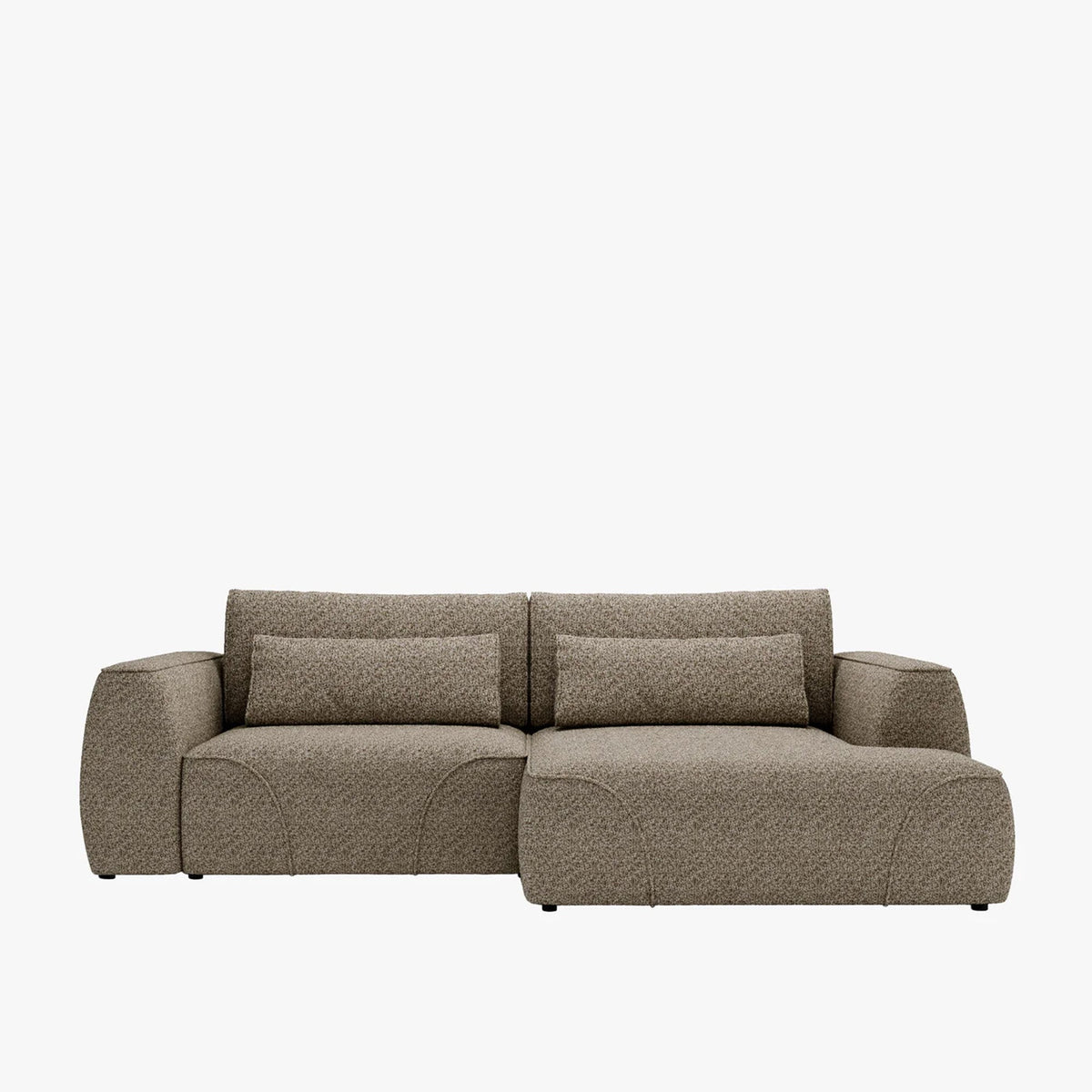 GRACE Canapé d'angle convertible avec coffre en tissu taupe - Angle droit - Canapé d'angle convertible - Mobilier Deco