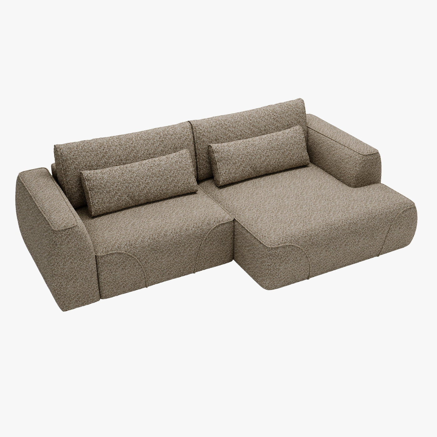 GRACE Canapé d'angle convertible avec coffre en tissu taupe - Angle droit - Canapé d'angle convertible - Mobilier Deco