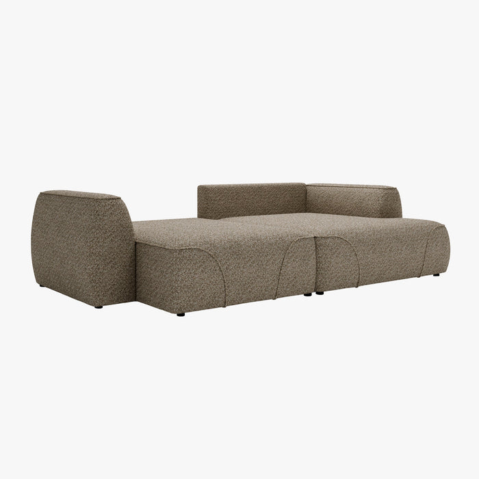 GRACE Canapé d'angle convertible avec coffre en tissu taupe - Angle droit