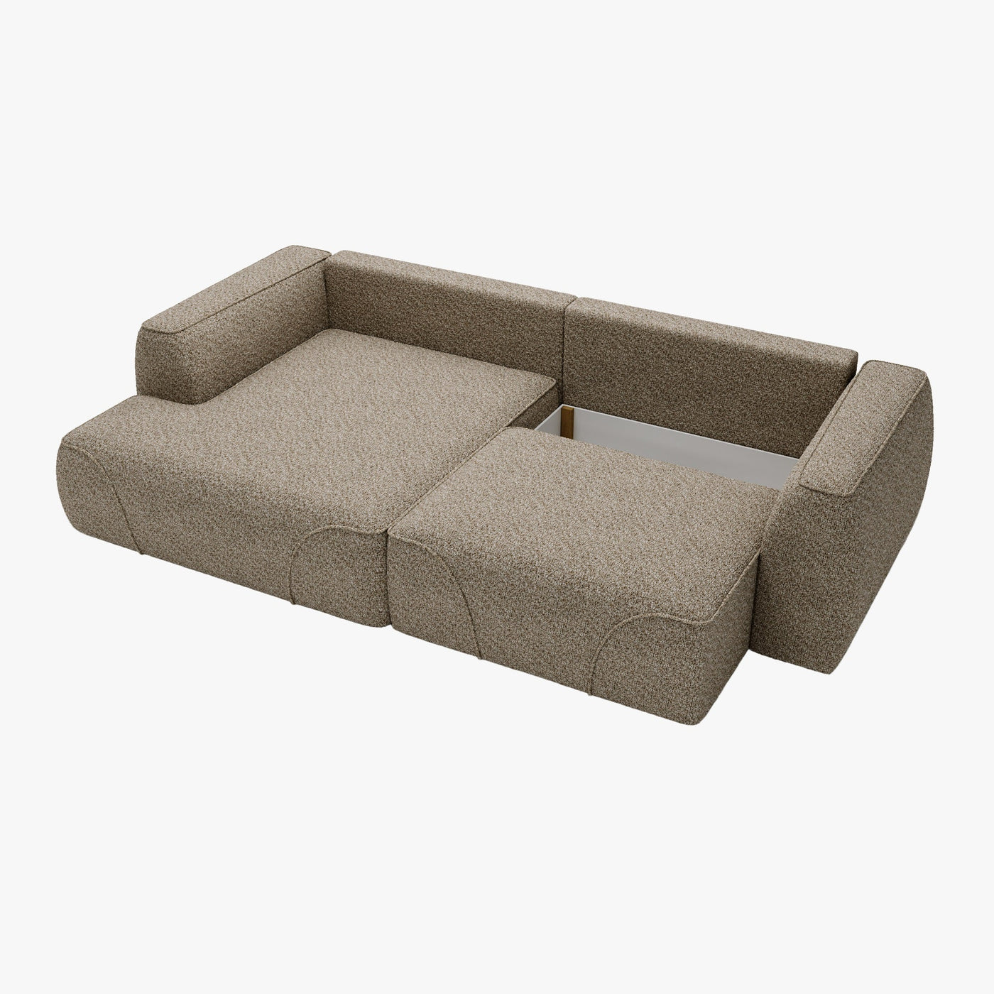 GRACE Canapé d'angle convertible avec coffre en tissu taupe - Angle gauche - Canapé d'angle convertible - Mobilier Deco