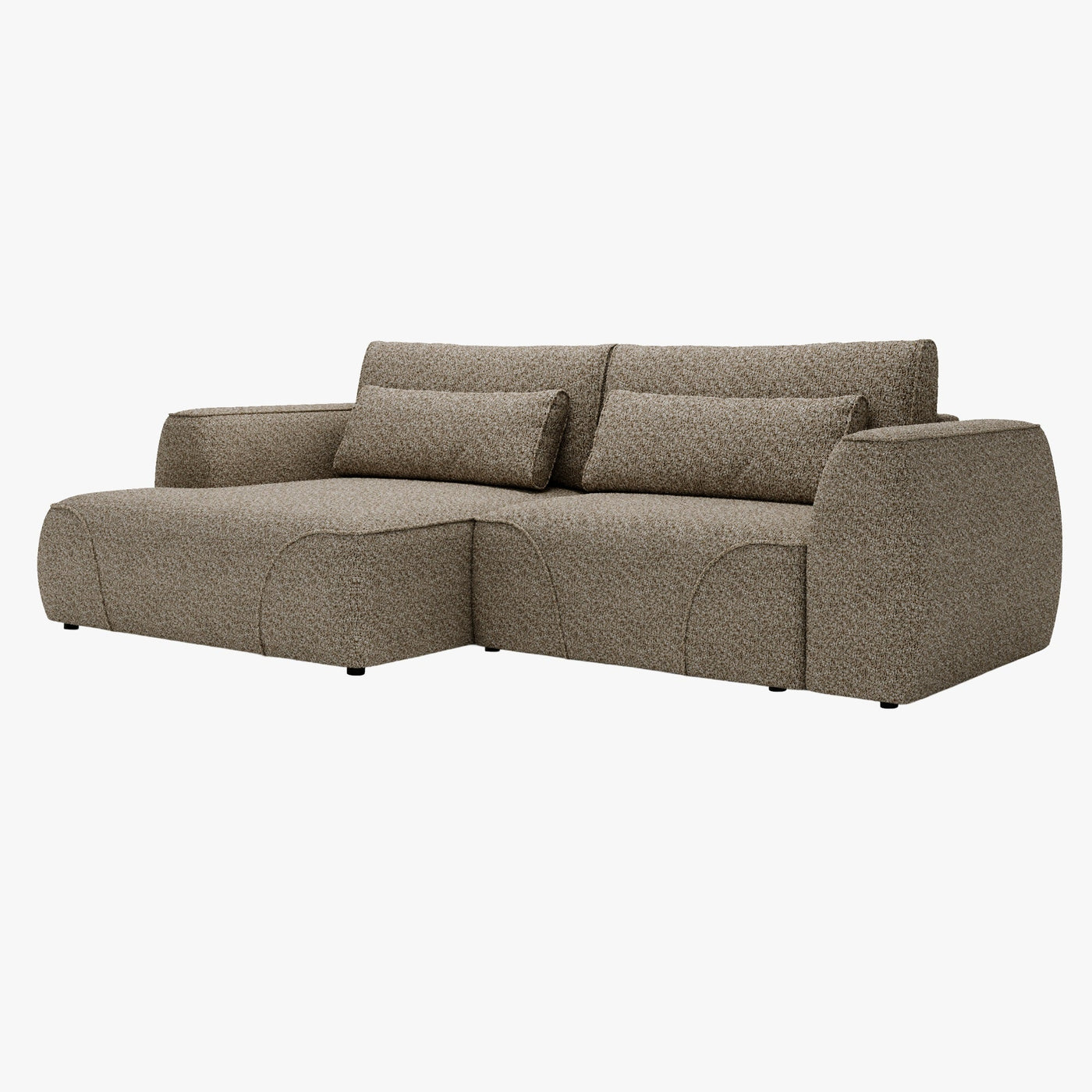 GRACE Canapé d'angle convertible avec coffre en tissu taupe - Angle gauche - Canapé d'angle convertible - Mobilier Deco