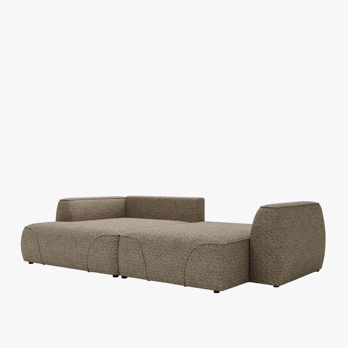 GRACE Canapé d'angle convertible avec coffre en tissu taupe - Angle gauche - Canapé d'angle convertible - Mobilier Deco