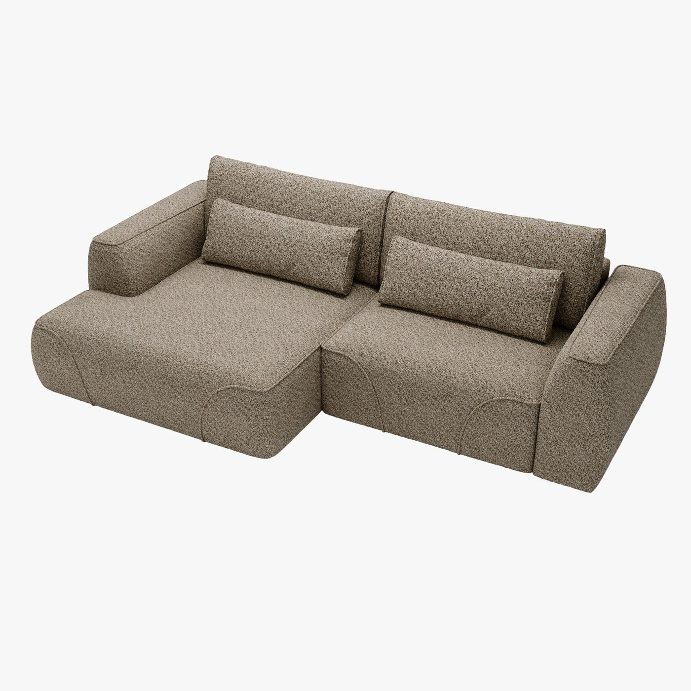 GRACE Canapé d'angle convertible avec coffre en tissu taupe - Angle gauche - Canapé d'angle convertible - Mobilier Deco