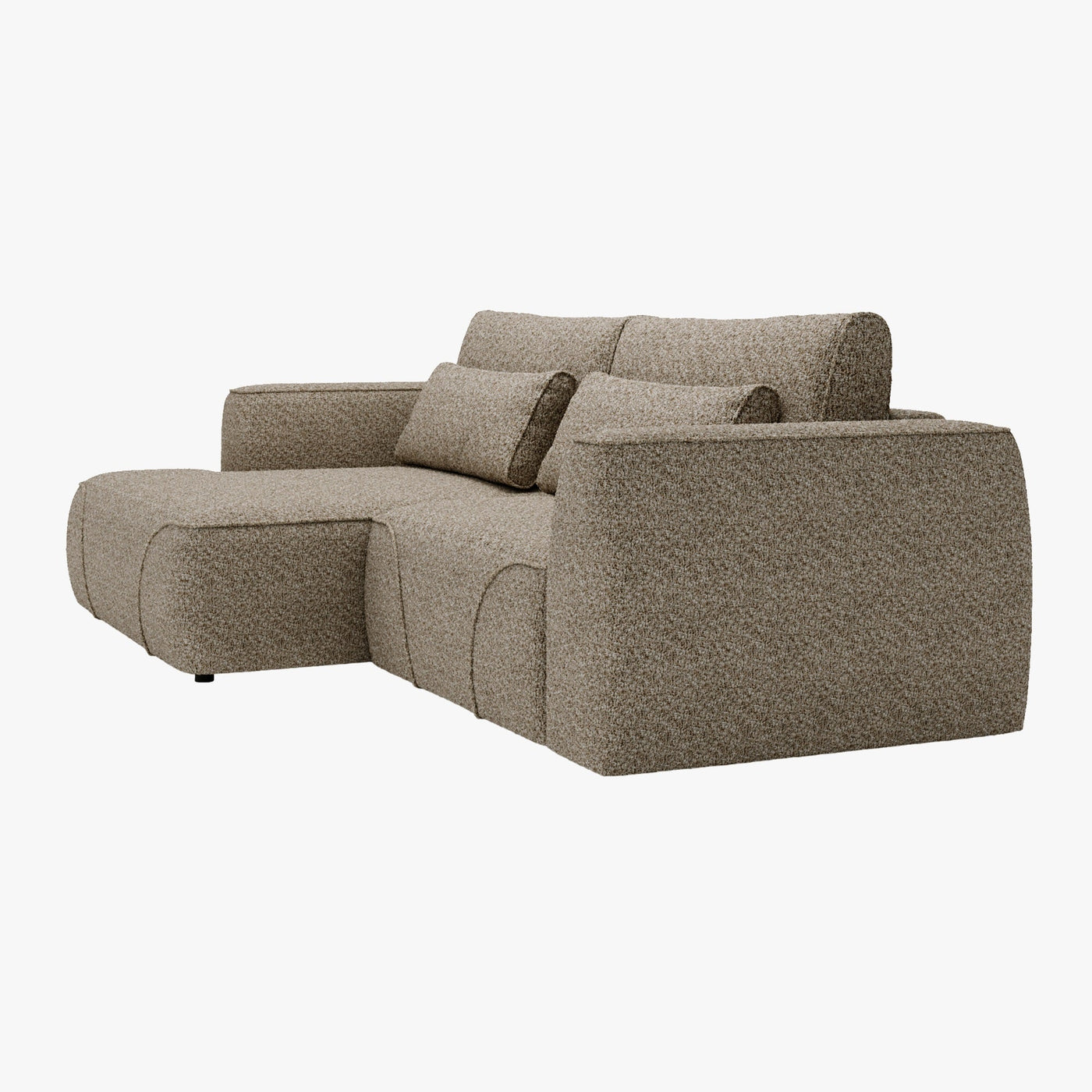 GRACE Canapé d'angle convertible avec coffre en tissu taupe - Angle gauche - Canapé d'angle convertible - Mobilier Deco