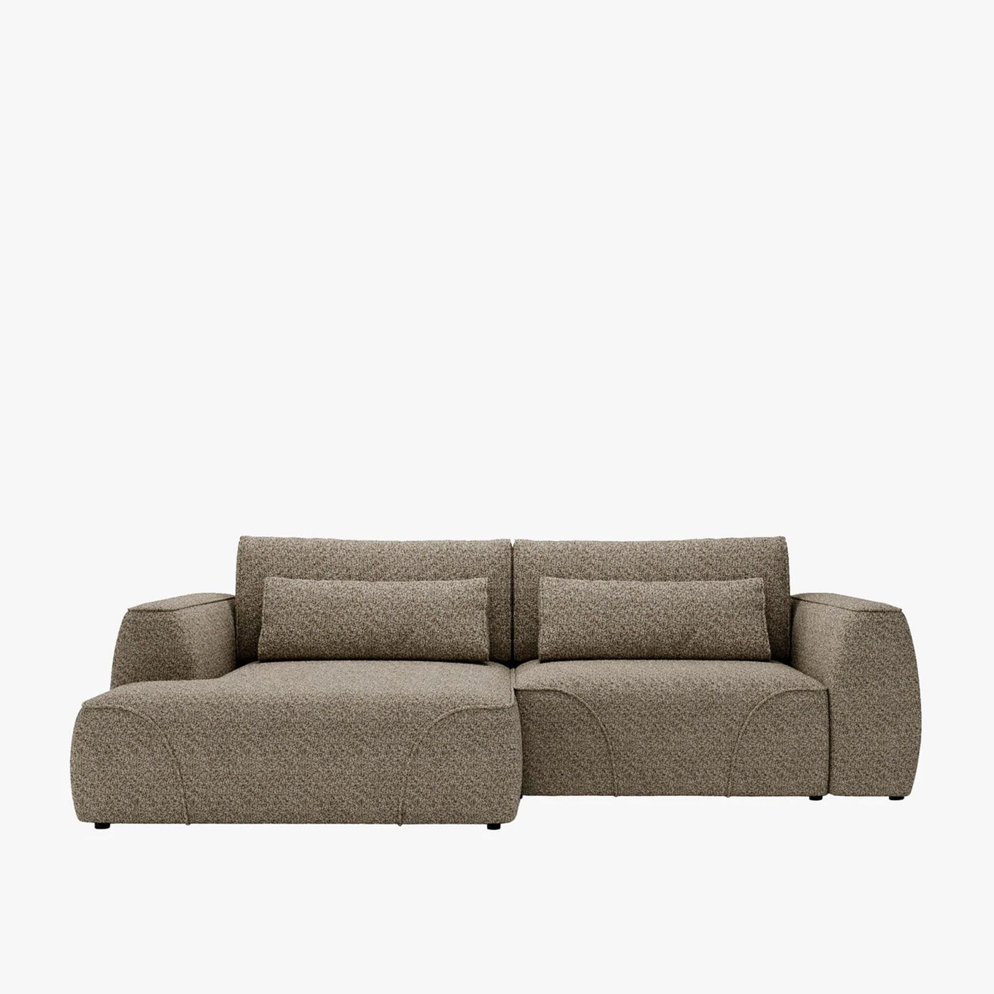 GRACE Canapé d'angle convertible avec coffre en tissu taupe - Angle gauche - Canapé d'angle convertible - Mobilier Deco