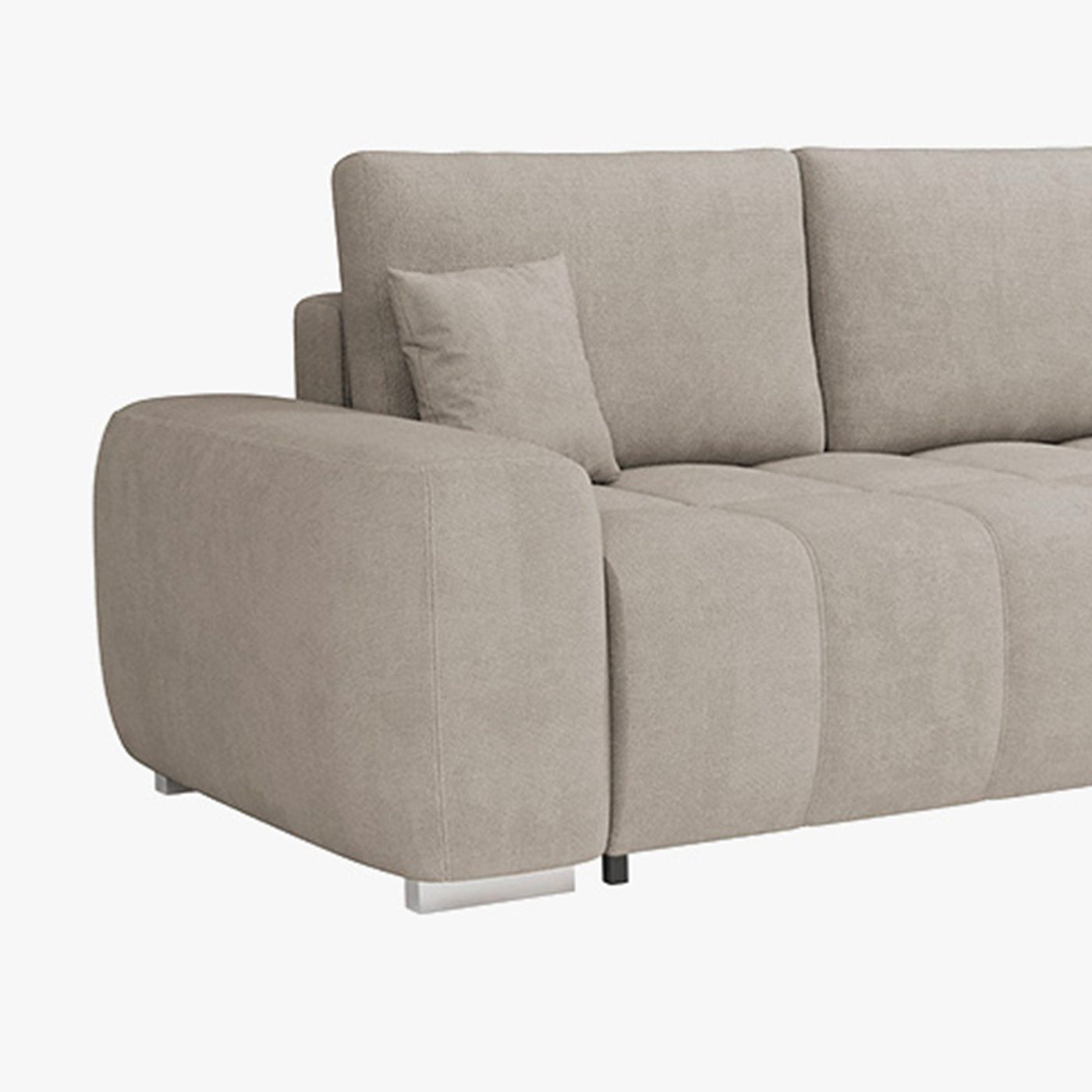 GYLIAN Canapé d'angle réversible et convertible avec coffre en tissu beige - Canapé d'angle convertible - Mobilier Deco