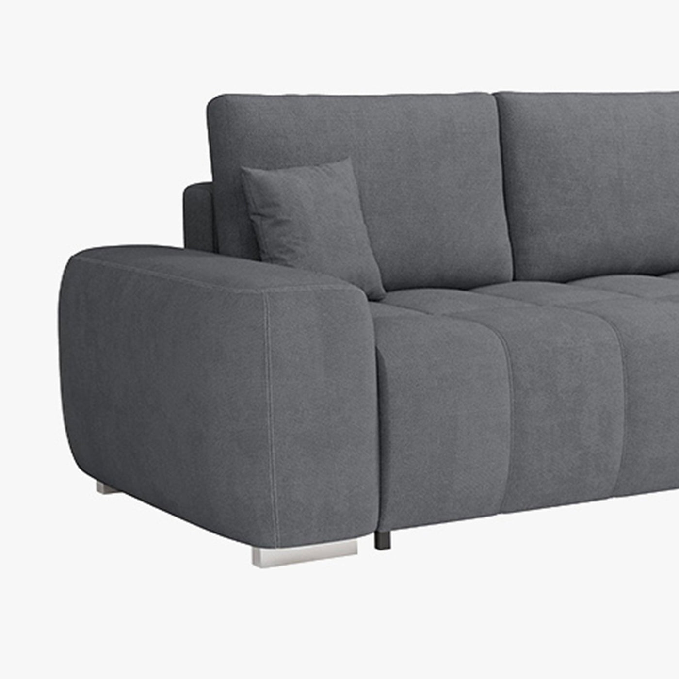GYLIAN Canapé d'angle réversible et convertible avec coffre en tissu gris - Canapé d'angle convertible - Mobilier Deco