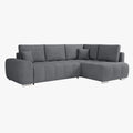 GYLIAN Canapé d'angle réversible et convertible avec coffre en tissu gris