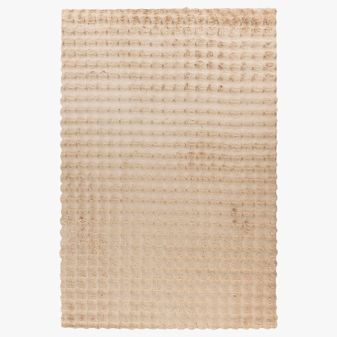 HARMONY Tapis en tissu doux à motif quadrillé beige - 120x170 cm - Tapis - Mobilier Deco
