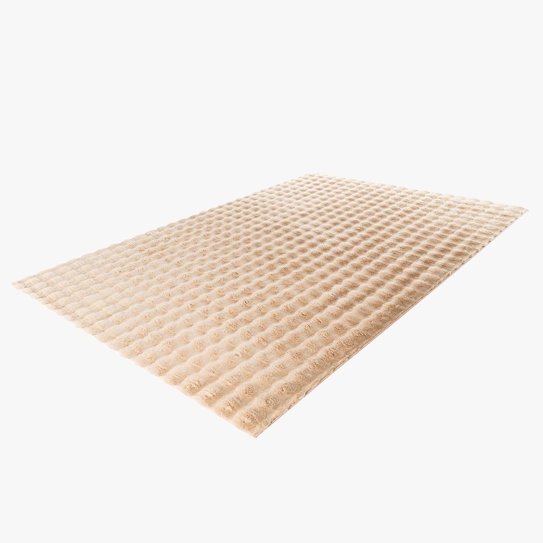 HARMONY Tapis en tissu doux à motif quadrillé beige - 120x170 cm - Tapis - Mobilier Deco