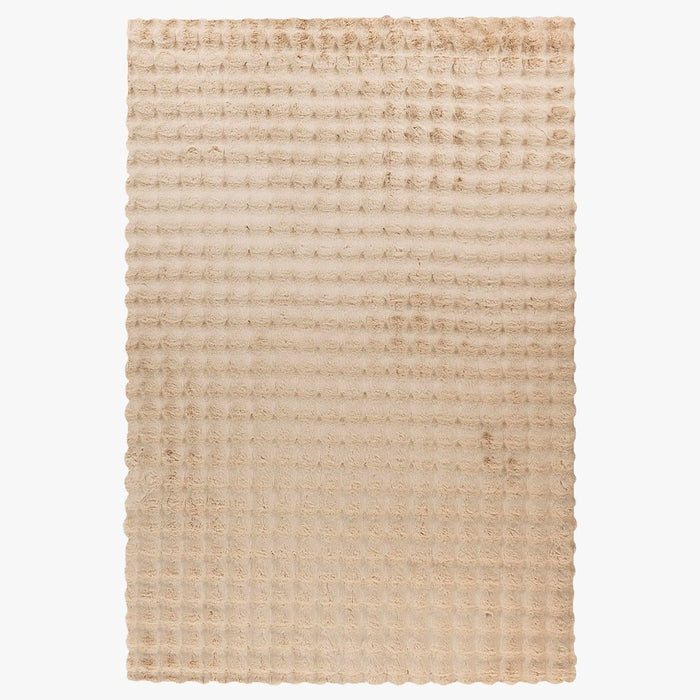 HARMONY Tapis en tissu doux à motif quadrillé beige - 160x230 cm