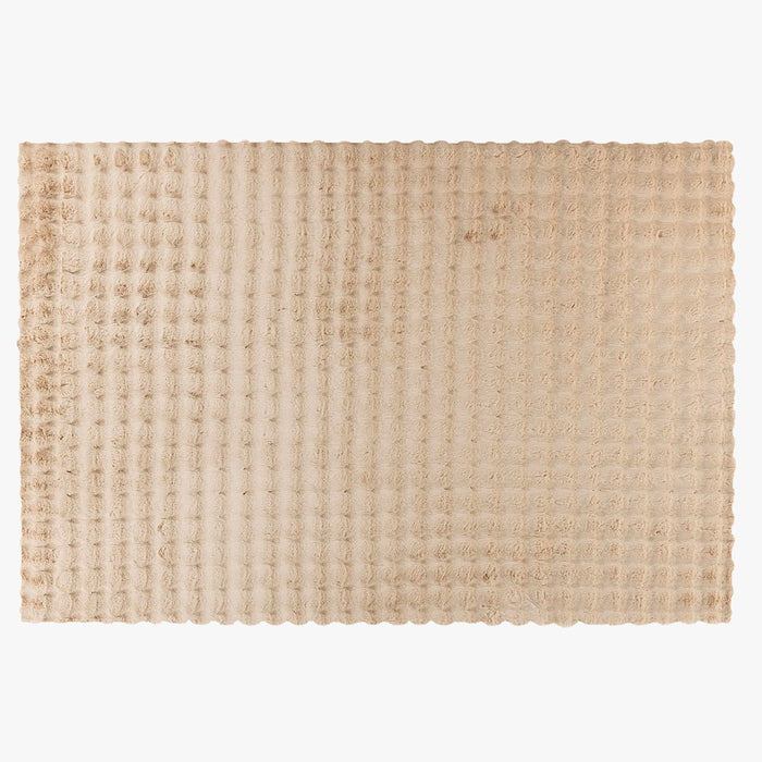 HARMONY Tapis en tissu doux à motif quadrillé beige - 160x230 cm