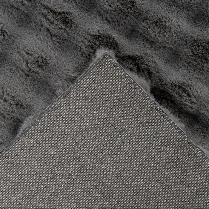 HARMONY Tapis en tissu doux à motif quadrillé gris foncé- 120x170 cm