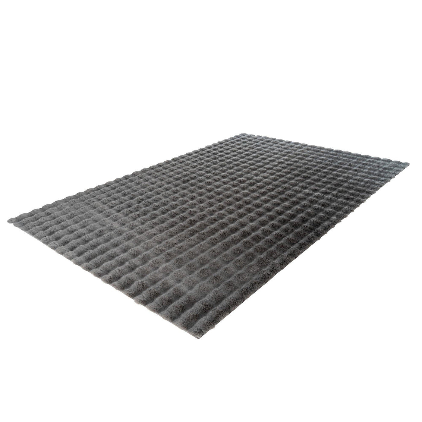 HARMONY Tapis en tissu doux à motif quadrillé gris foncé- 120x170 cm - Tapis - Mobilier Deco