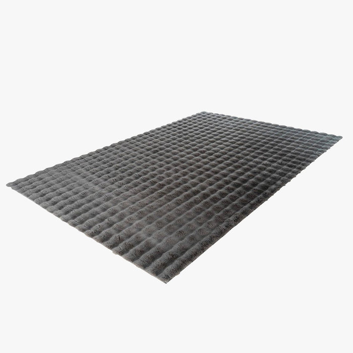 HARMONY Tapis en tissu doux à motif quadrillé gris foncé - 80x150 cm