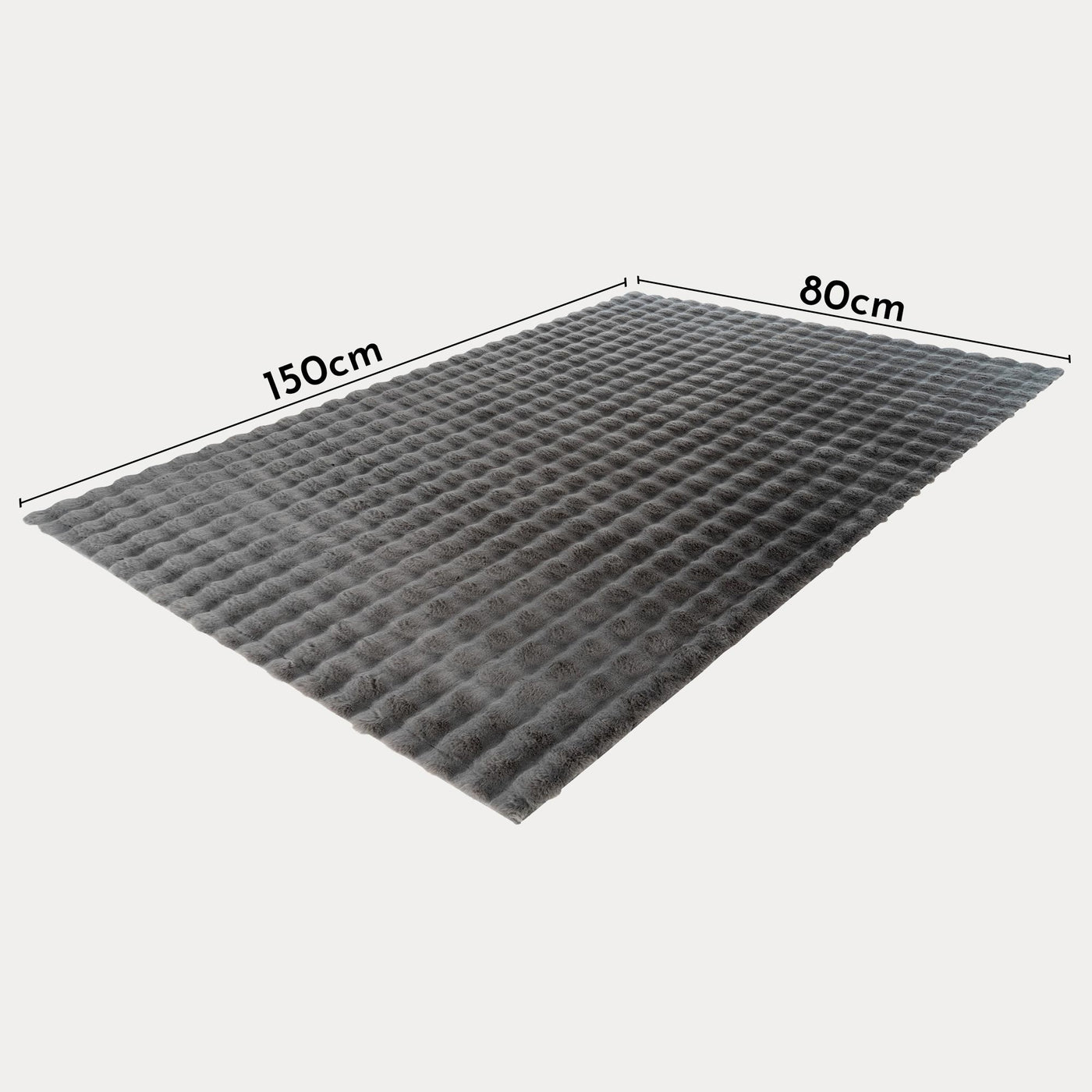 HARMONY Tapis en tissu doux à motif quadrillé gris foncé - 80x150 cm - Tapis - Mobilier Deco