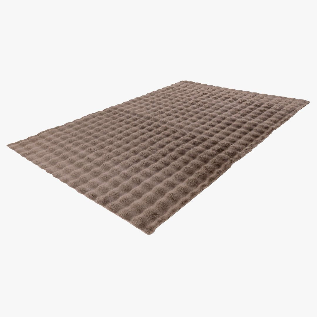 HARMONY Tapis en tissu doux à motif quadrillé taupe - 160x230 cm - Tapis - Mobilier Deco