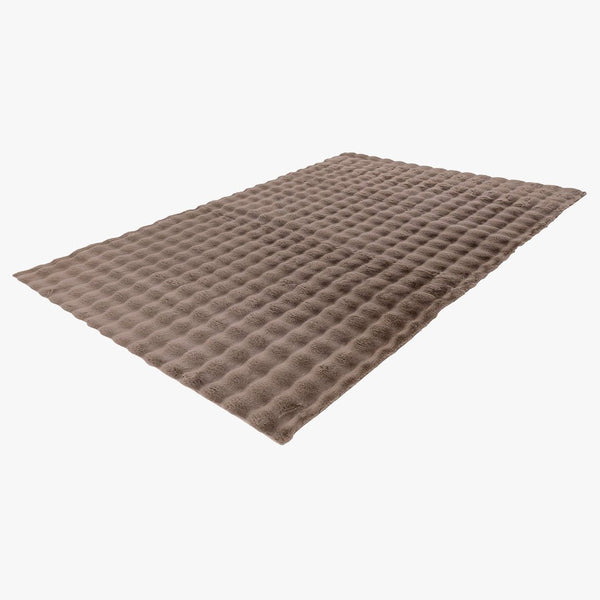HARMONY Tapis en tissu doux à motif quadrillé taupe - 160x230 cm