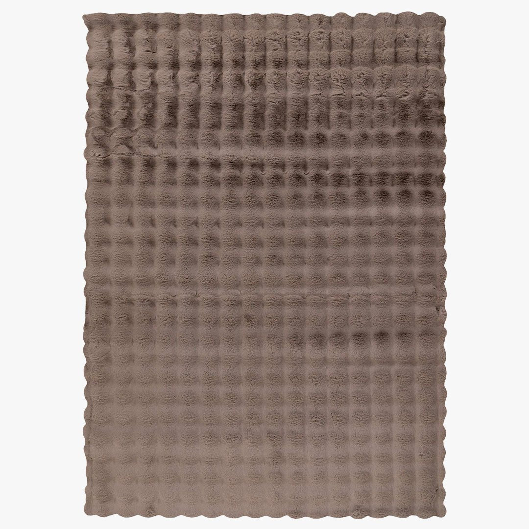 HARMONY Tapis en tissu doux à motif quadrillé taupe - 160x230 cm - Tapis - Mobilier Deco
