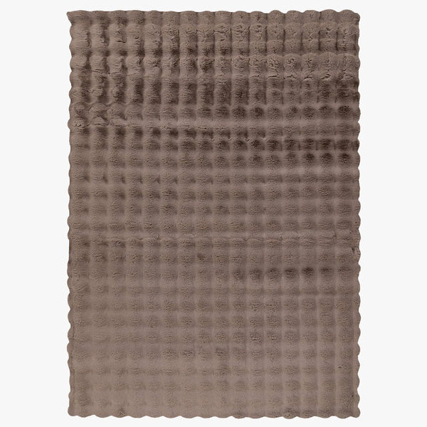 HARMONY Tapis en tissu doux à motif quadrillé taupe - 160x230 cm