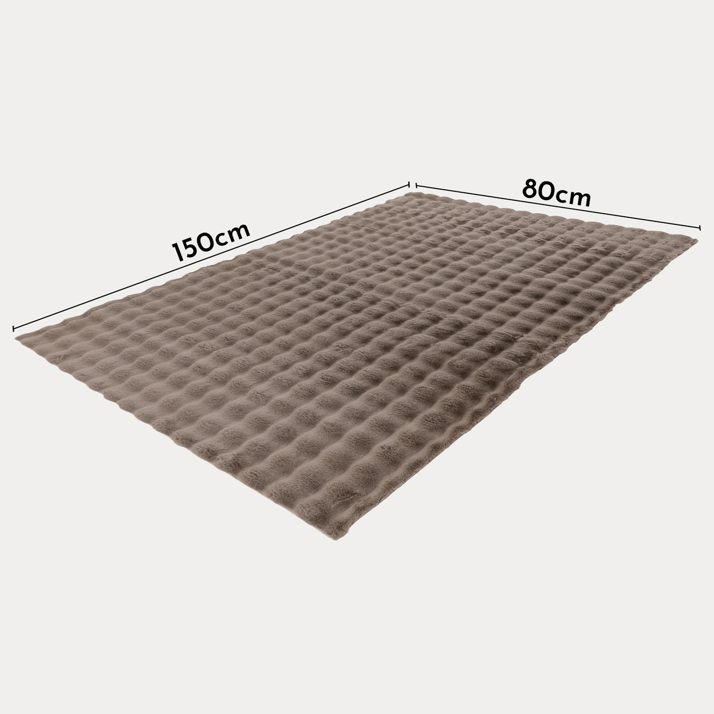 HARMONY Tapis en tissu doux à motif quadrillé taupe - 80x150 cm - Tapis - Mobilier Deco