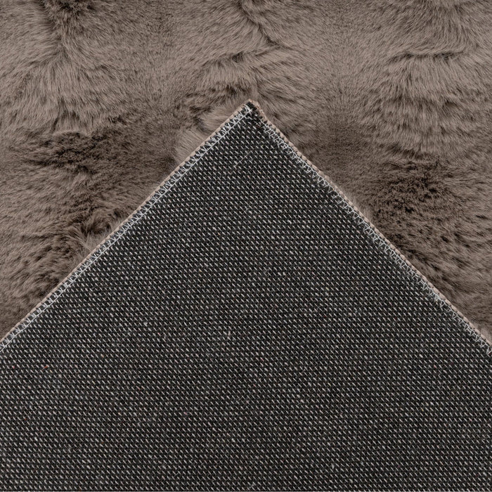 HARMONY Tapis en tissu doux à motif quadrillé taupe - 80x150 cm