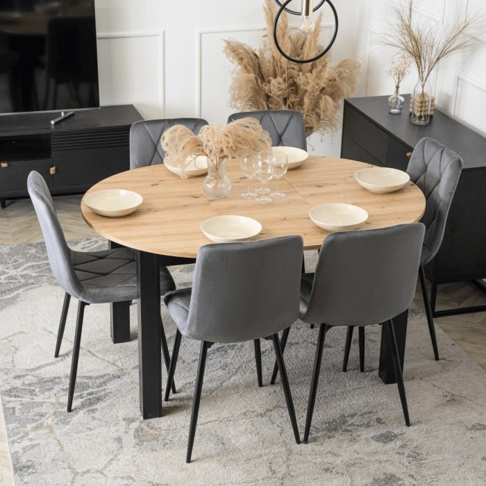 HARRY Table à manger ronde extensible couleur bois clair 102-142 cm - Table à manger - Mobilier Deco