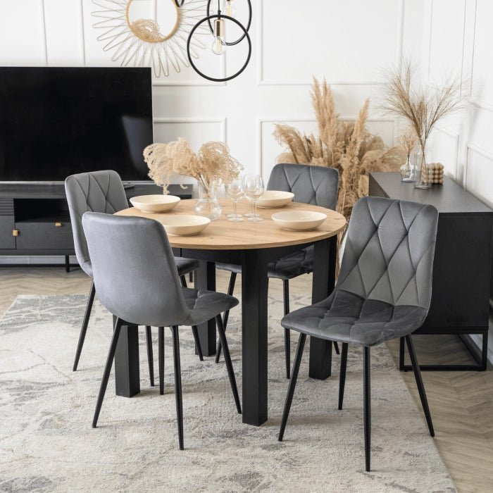 HARRY Table à manger ronde extensible couleur bois clair 102-142 cm - Table à manger - Mobilier Deco