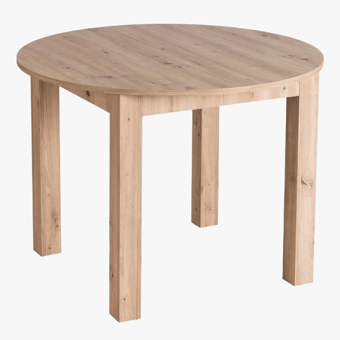 HARRY Table à manger ronde extensible couleur bois clair pieds métal noir 102-142 cm - Table à manger - Mobilier Deco
