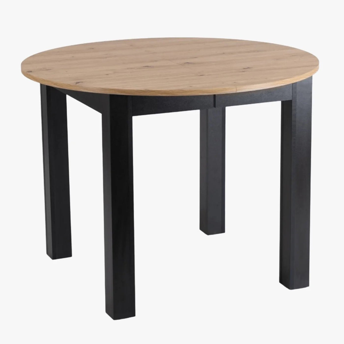 HARRY Table à manger ronde extensible couleur bois clair pieds métal noir 102-142 cm - Table à manger - Mobilier Deco